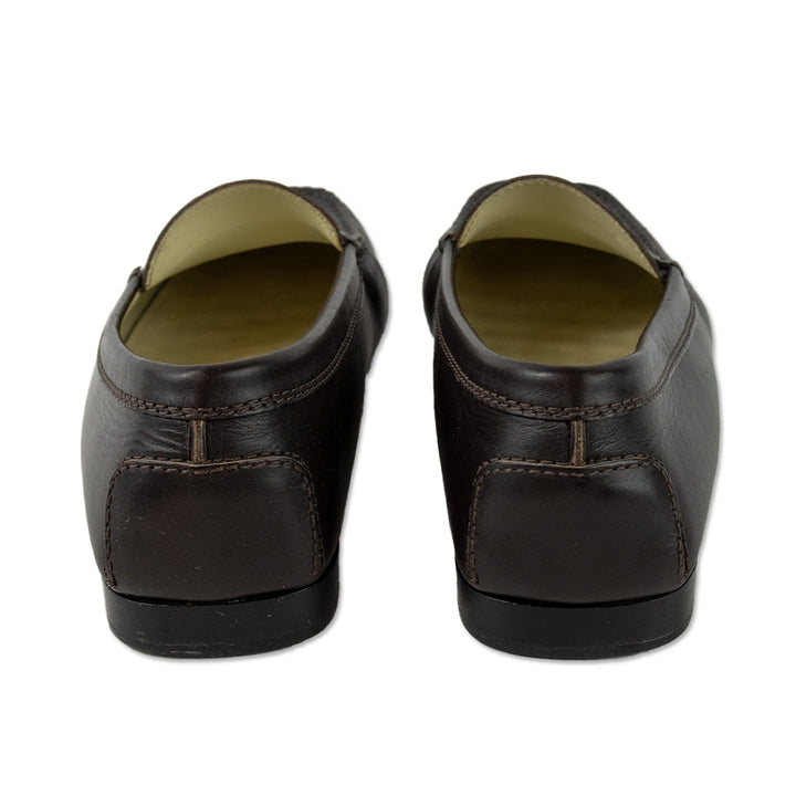 Tod
s Brown Leather Round Toe Penny Loafers