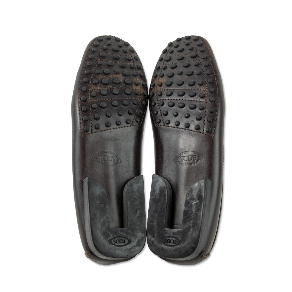 Tod
s Brown Leather Round Toe Penny Loafers