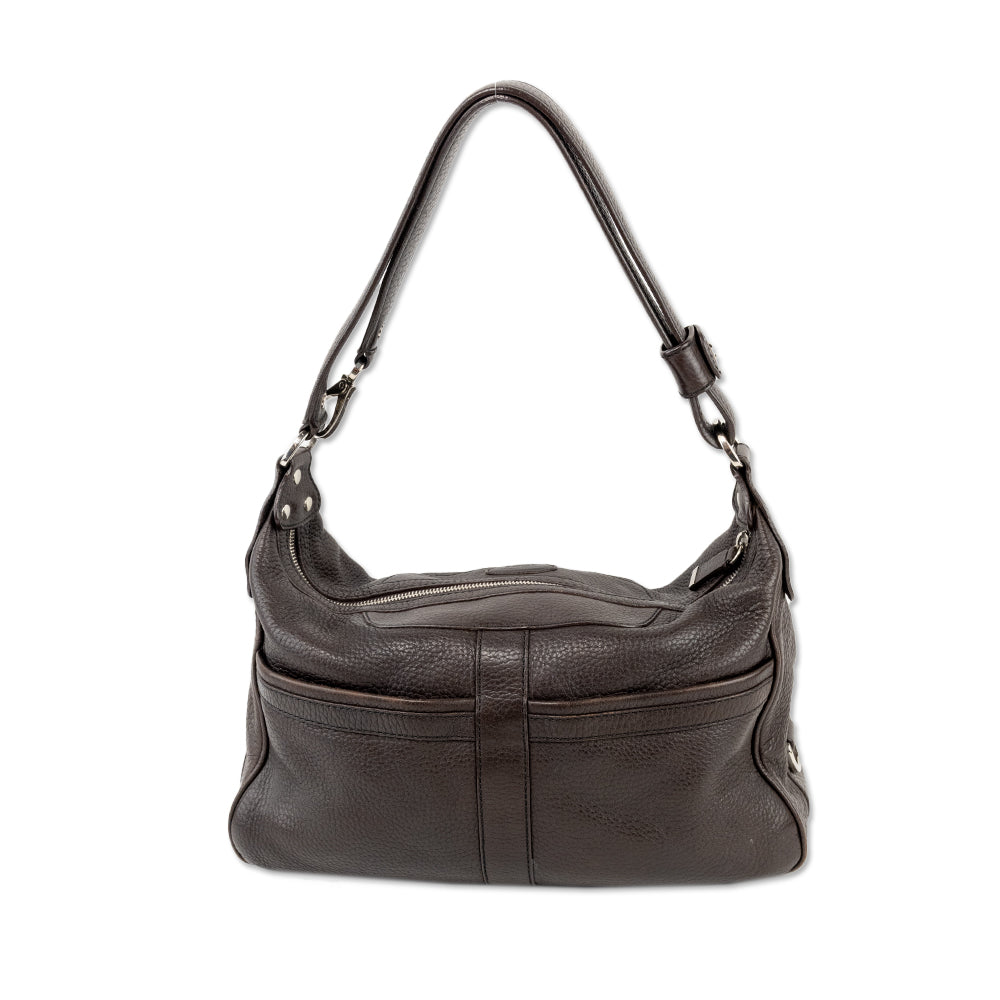 Tod
s Brown Leather Shoulder Bag with Silver Hardware