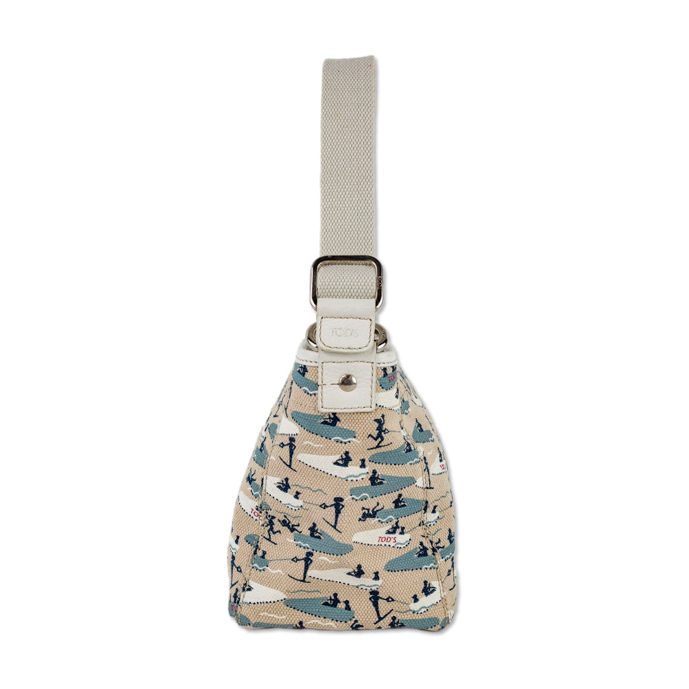 Tod
s Multicolor Water Ski Printed Canvas Shoulder Bag