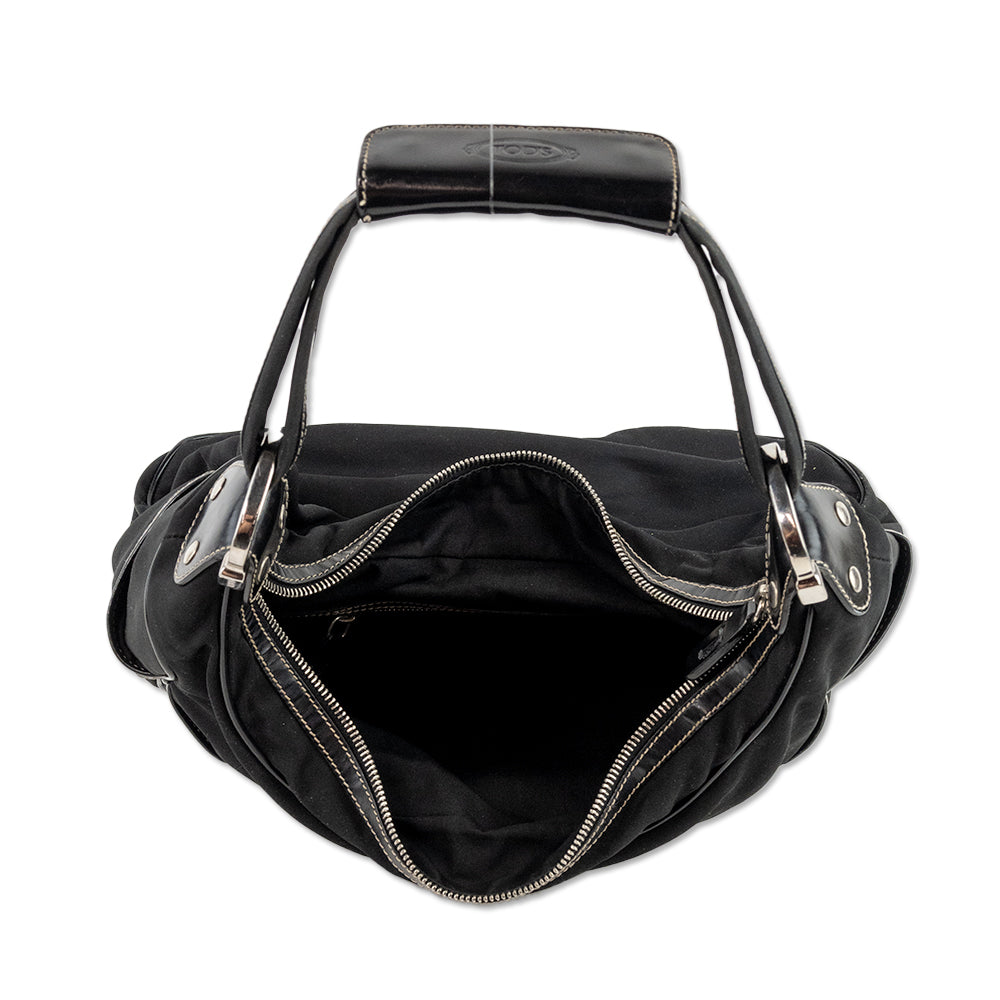 Tod
s Nylon and Patent Leather Black Shoulder Bag