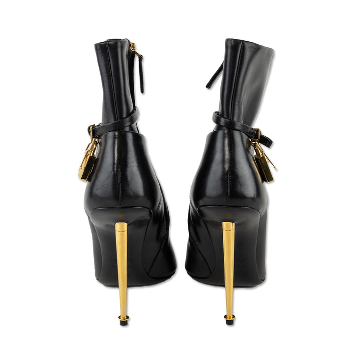 Tom Ford Black Leather Padlock Ankle Boot