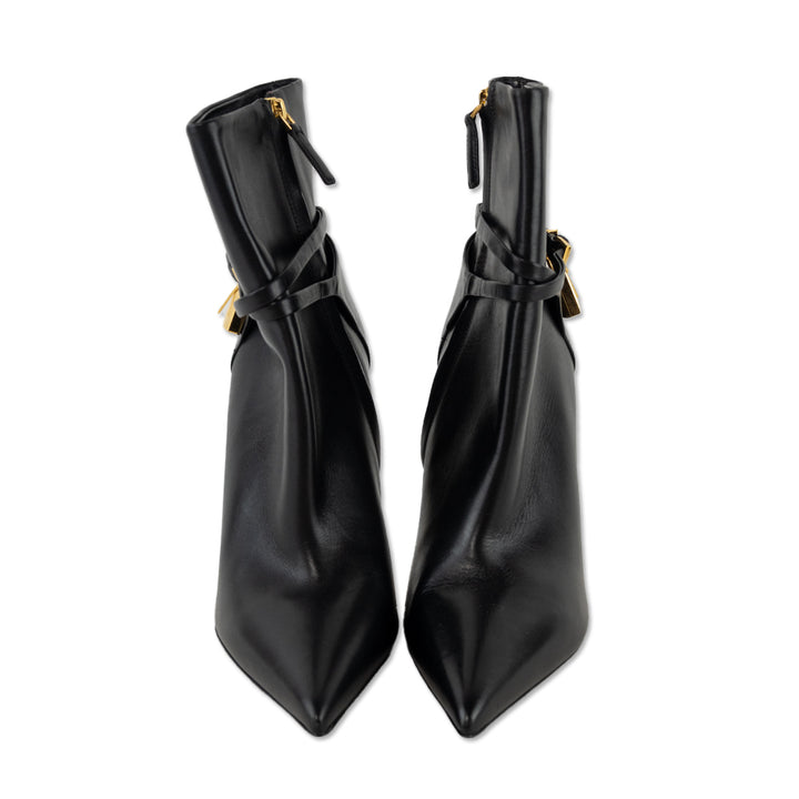 Tom Ford Black Leather Padlock Ankle Boot