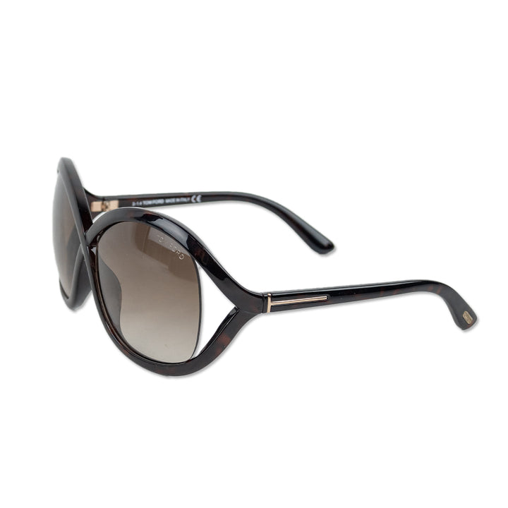 Tom Ford Oversized Dark Tortoise Round Sunglasses