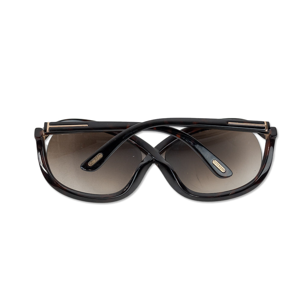 Tom Ford Oversized Dark Tortoise Round Sunglasses