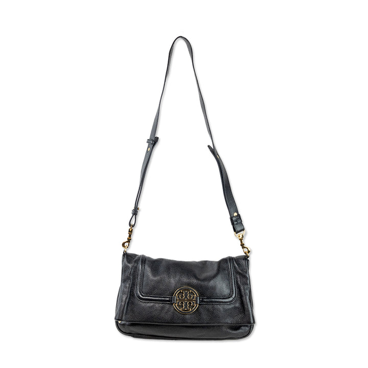 Tory Burch Black Leather Flap Handbag