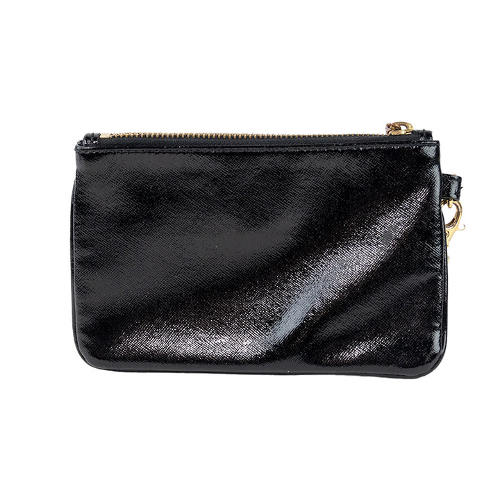 Tory Burch Black Patent Leather Pouch with Gold Hardware