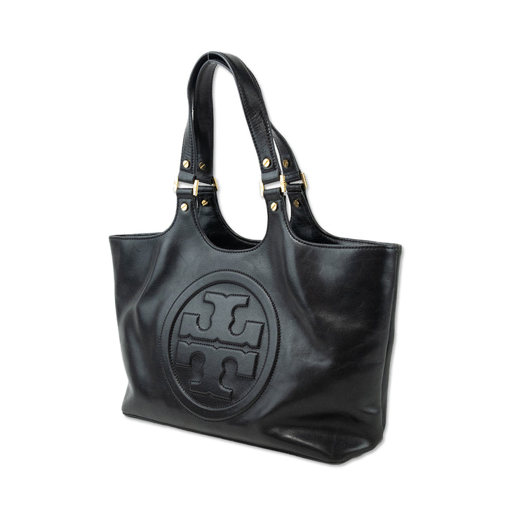 Tory Burch Bombe Black Leather Tote