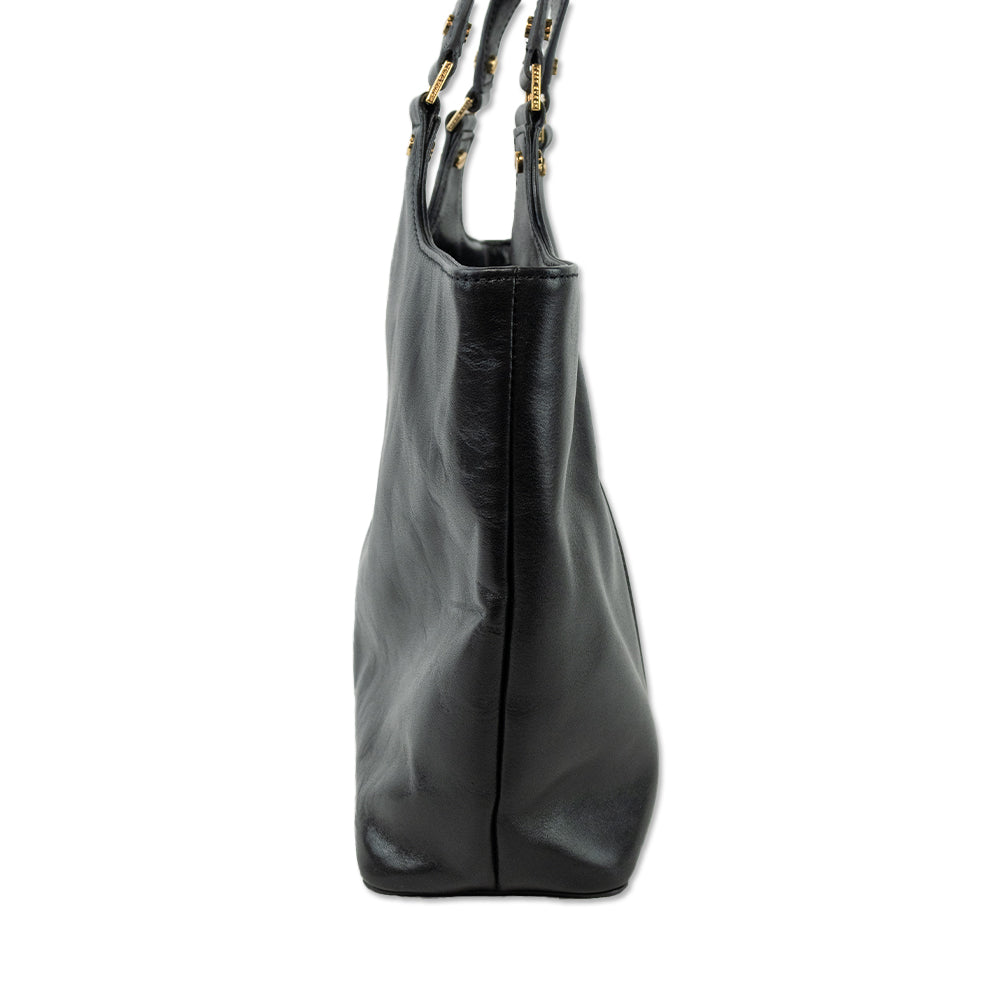 Tory Burch Bombe Black Leather Tote