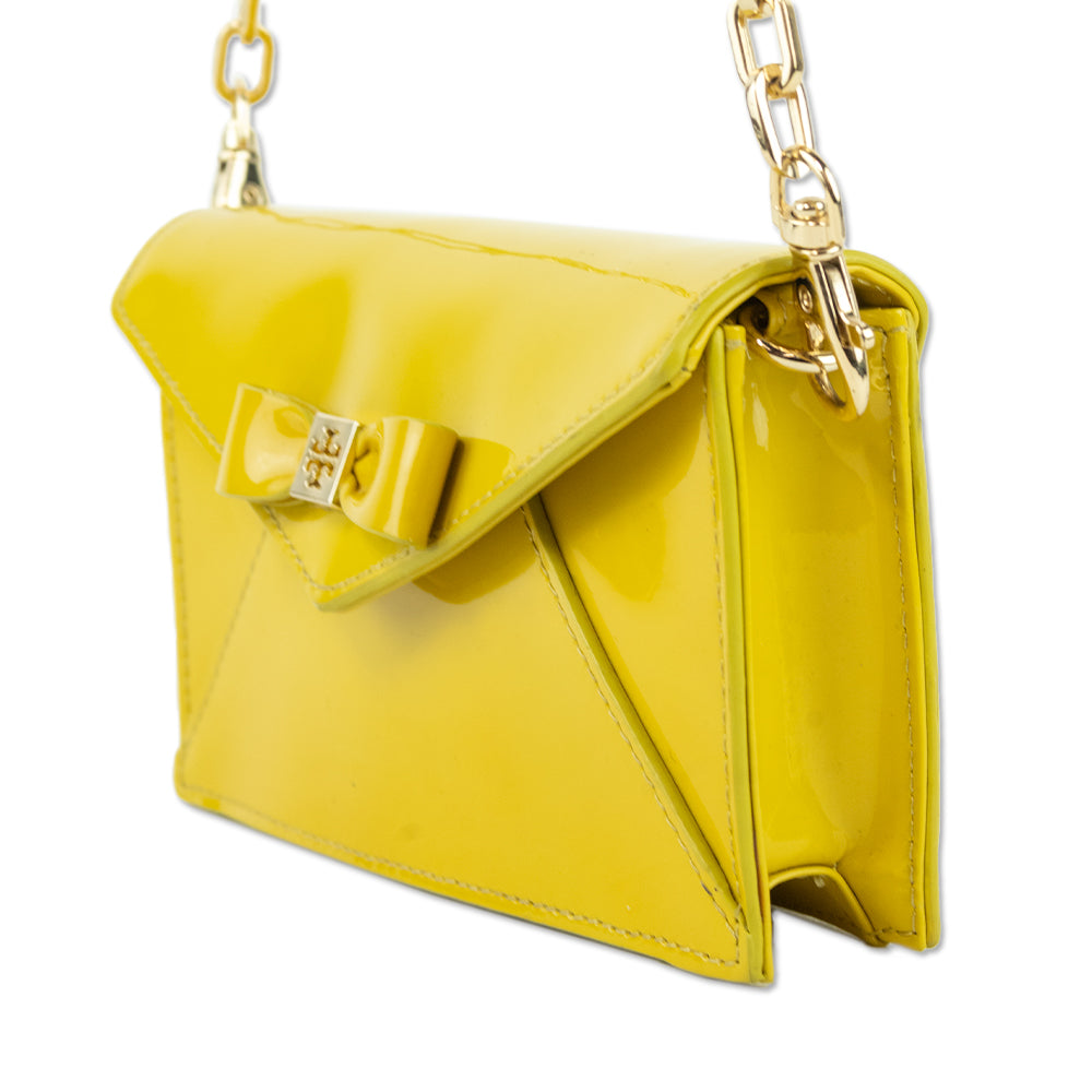 Tory Burch Mustard Yellow Patent Leather Crossbody Bag