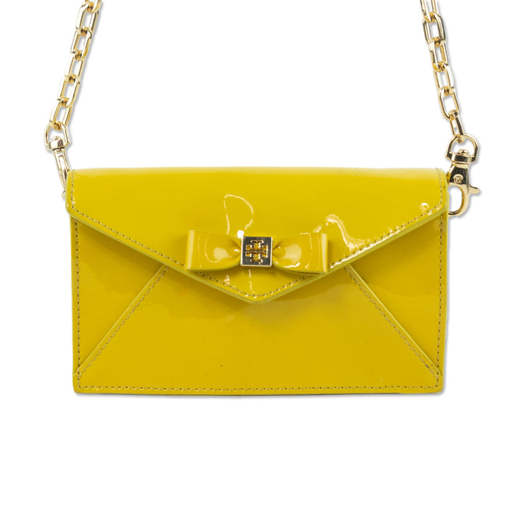 Tory Burch Mustard Yellow Patent Leather Crossbody Bag