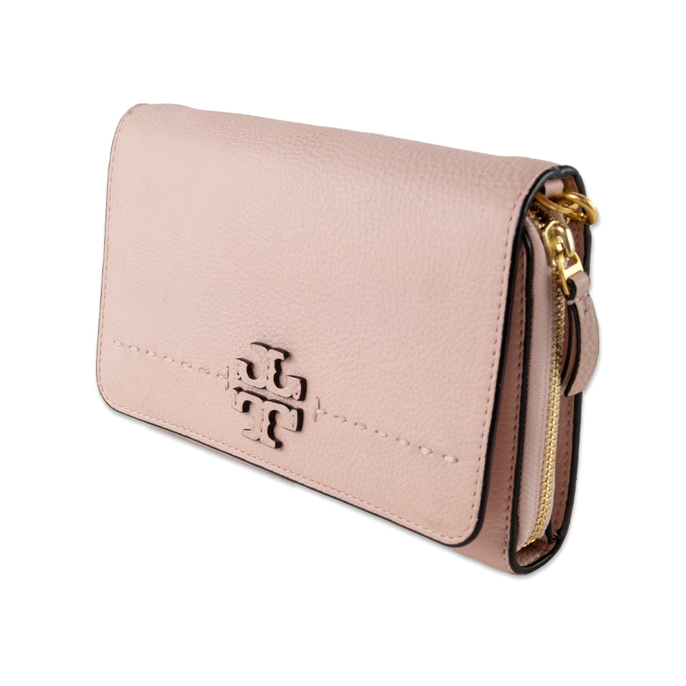 Tory Burch Pink Leather Logo Crossbody