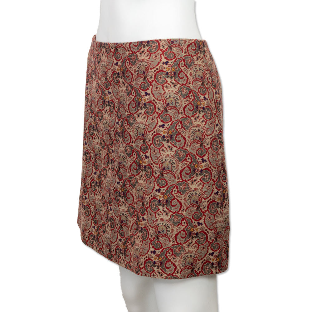 Tory Burch Red Paisley Print Mini Skirt