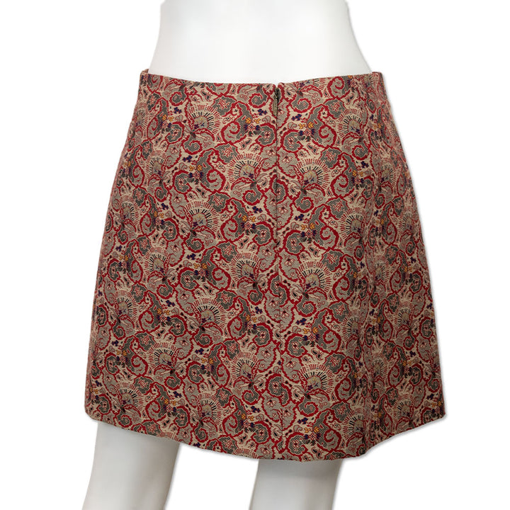 Tory Burch Red Paisley Print Mini Skirt