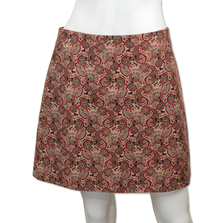 Tory Burch Red Paisley Print Mini Skirt