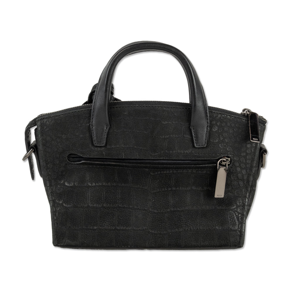 Tumi Black Croc Embossed Suede Mini Tote