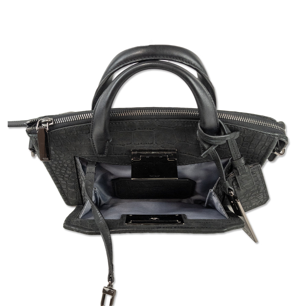 Tumi Black Croc Embossed Suede Mini Tote