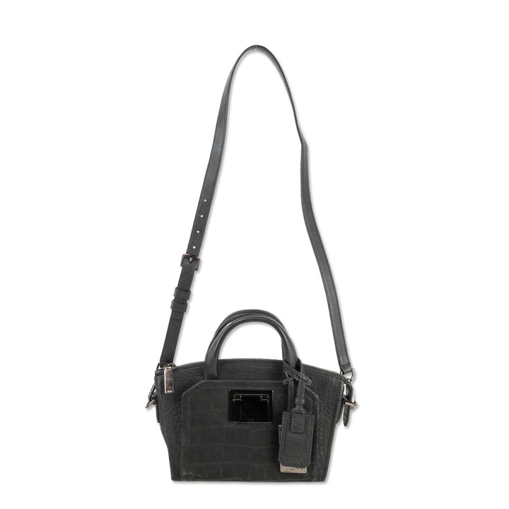 Tumi Black Croc Embossed Suede Mini Tote