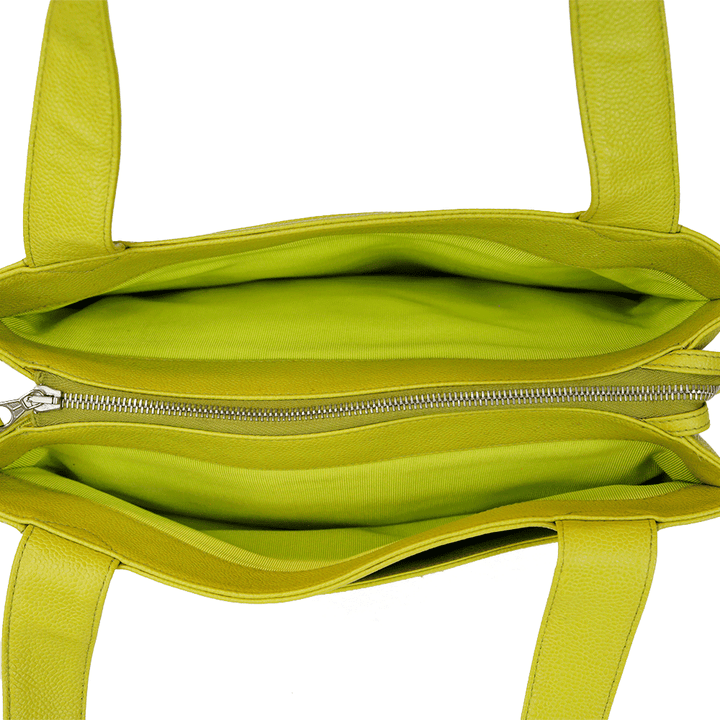 Chanel Lime Caviar Leather LAX Logo Tote Bag