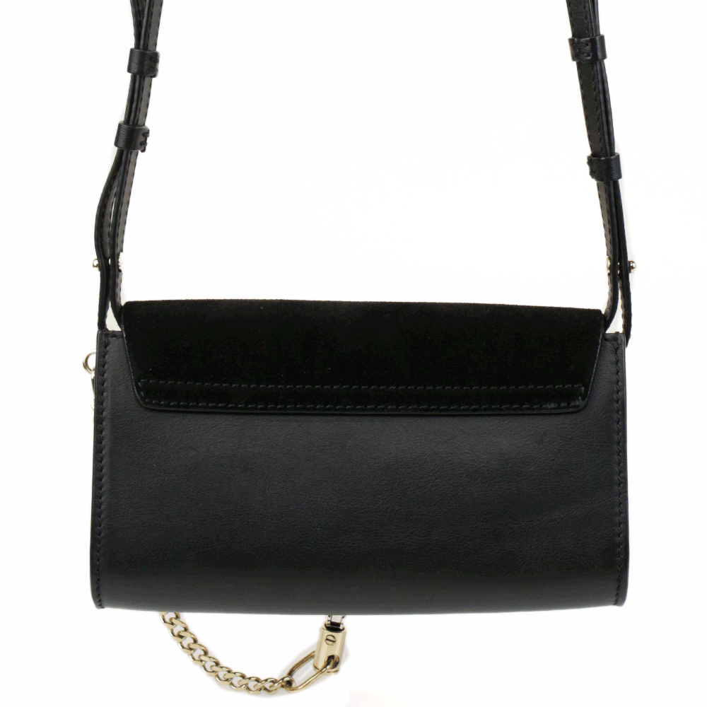 Chloé Black Leather Faye Wallet On Strap