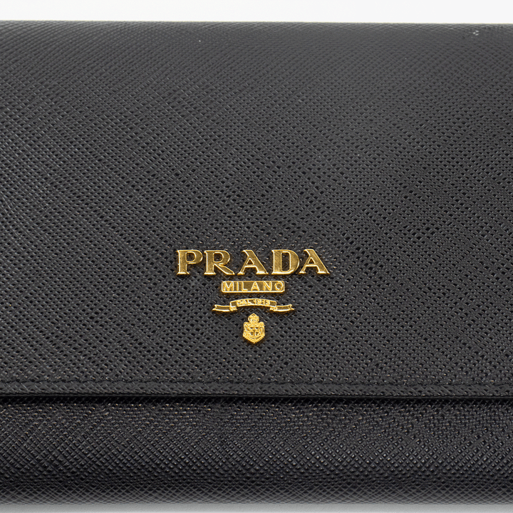 Prada Black Saffiano Lux Continental Wallet