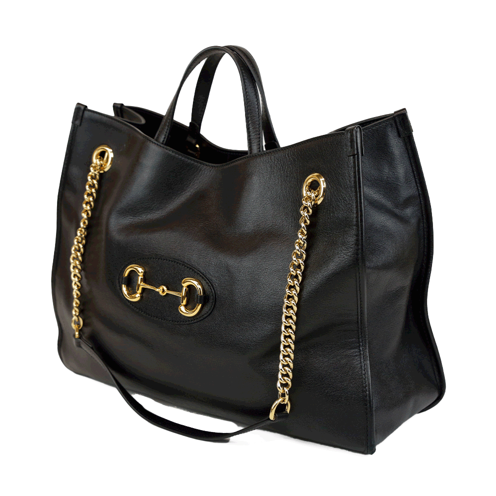 Gucci Black Leather Horsebit 1955 Tote