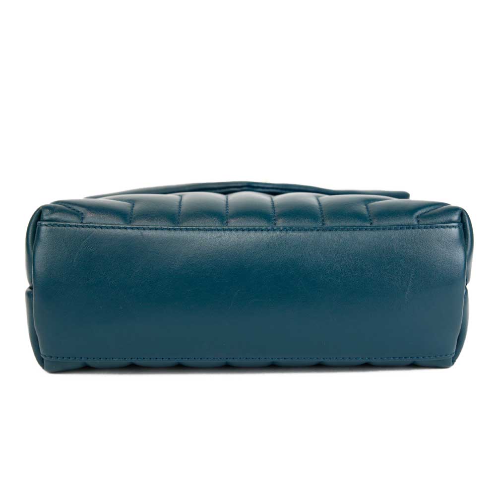 Saint Laurent Small Loulou Matelassé Teal Leather Shoulder Bag