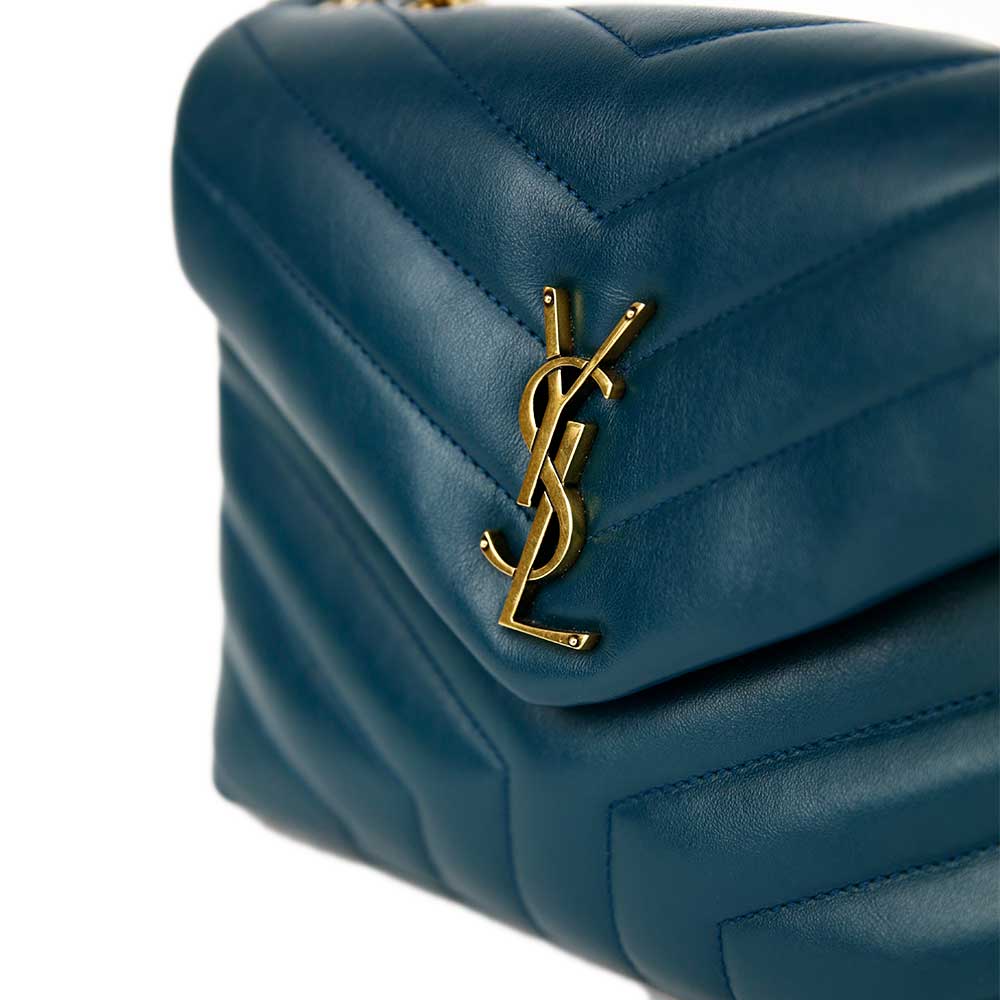 Saint Laurent Small Loulou Matelassé Teal Leather Shoulder Bag