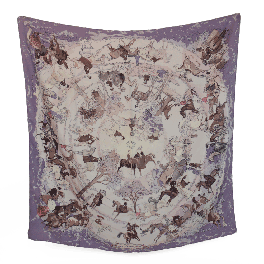 Hermès Purple Les Amazones Silk Scarf