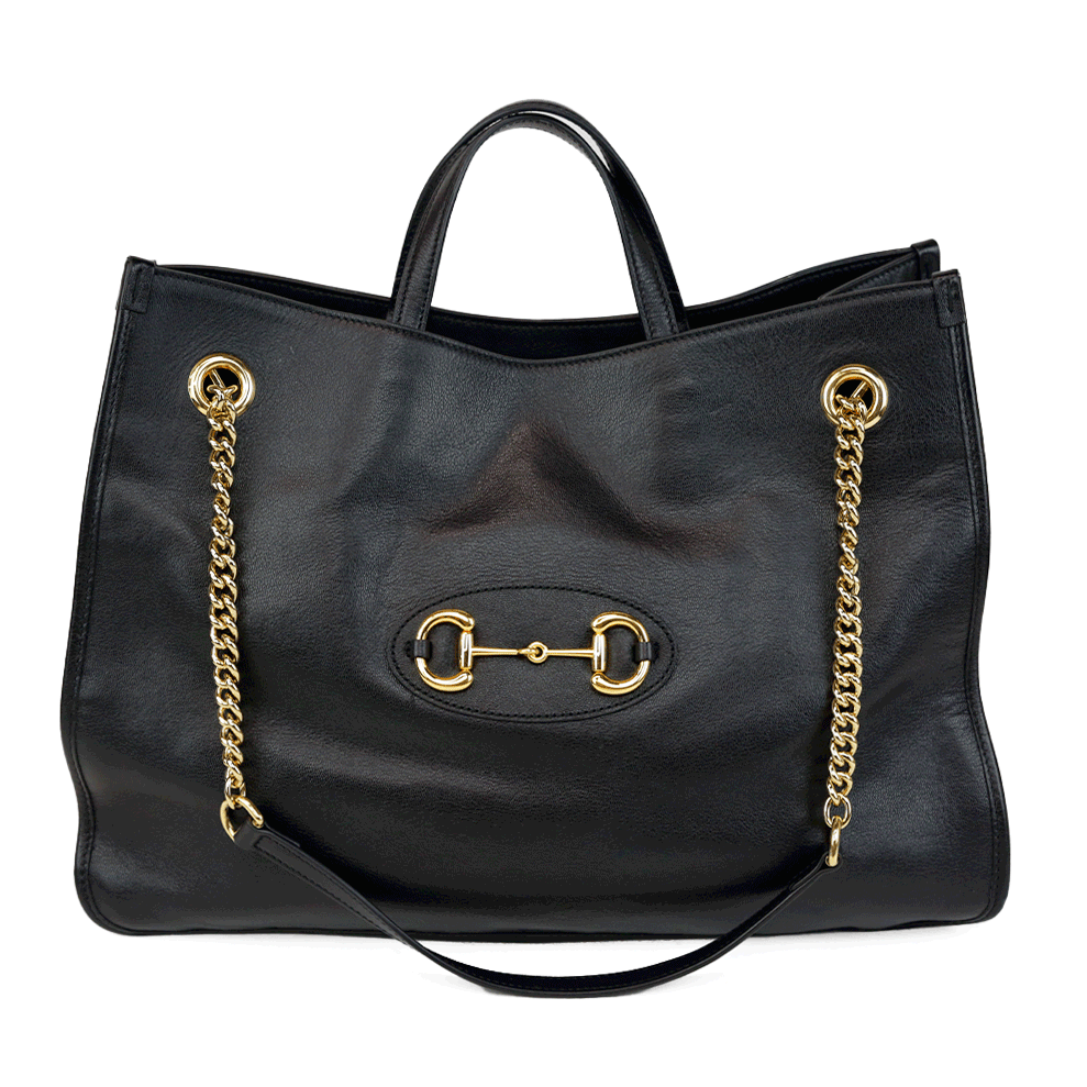 Gucci Black Leather Horsebit 1955 Tote