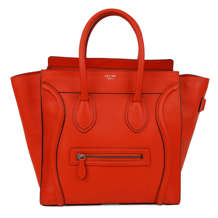 Celine Orange Leather Medium Phantom Luggage Tote Bag