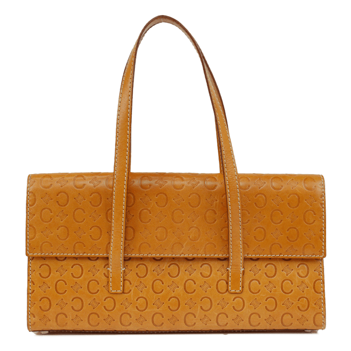 Celine Tan Embossed Leather Vintage Shoulder Bag