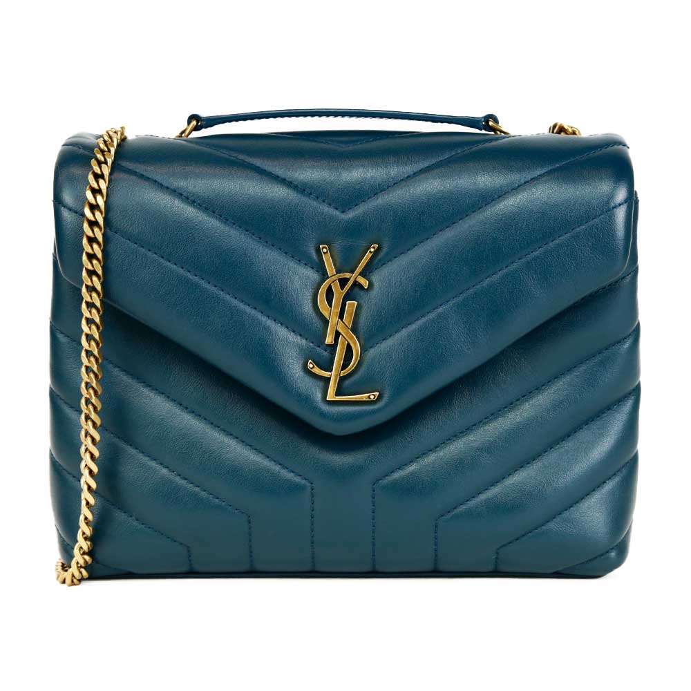 Saint Laurent Small Loulou Matelassé Teal Leather Shoulder Bag