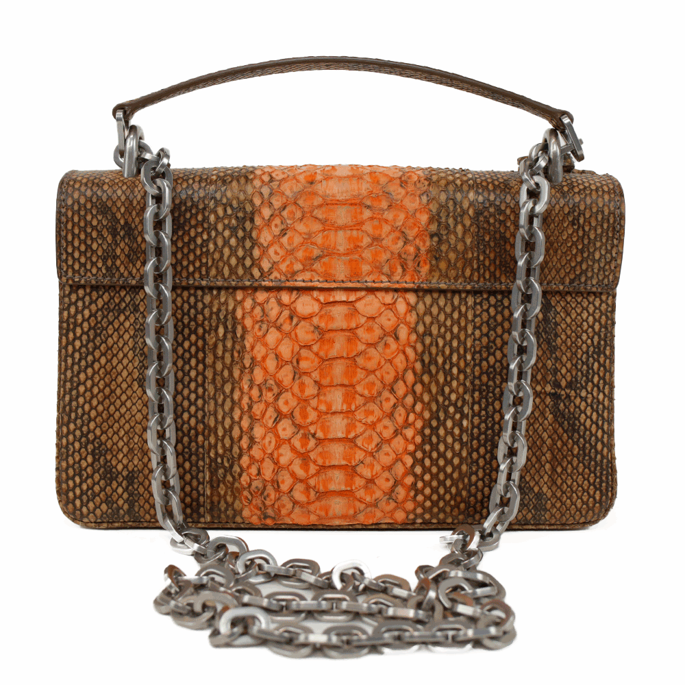 Prada Coral 
Brown Python Leather Crossbody Bag