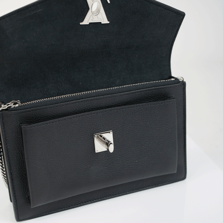 Louis Vuitton Mylockme Chain Pochette Black Leather Bag