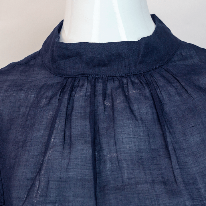 Frame Navy Eyelet Ruffle Peplum Top