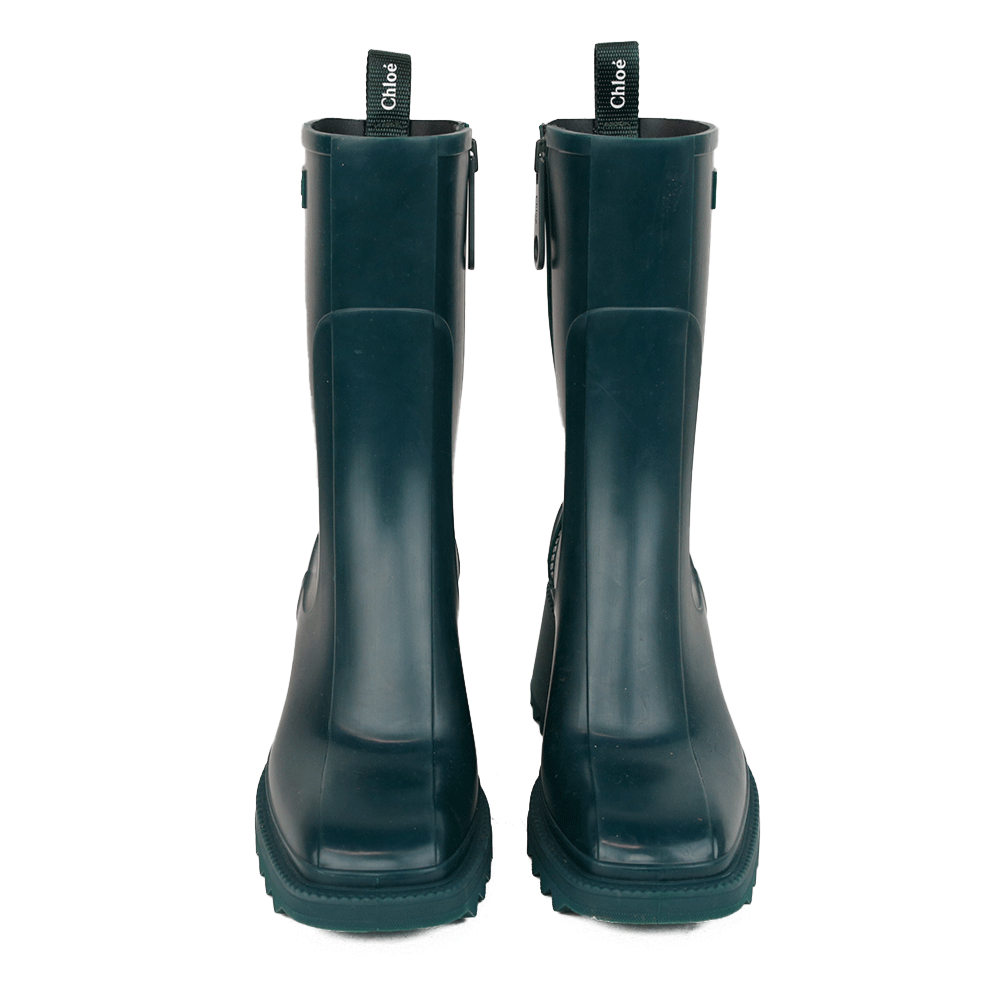 Chloé Teal Rubber Betty Rain Boots