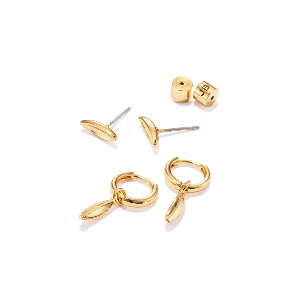 Jenny Bird Teeni Huggie 
Stud Set Gold Earrings