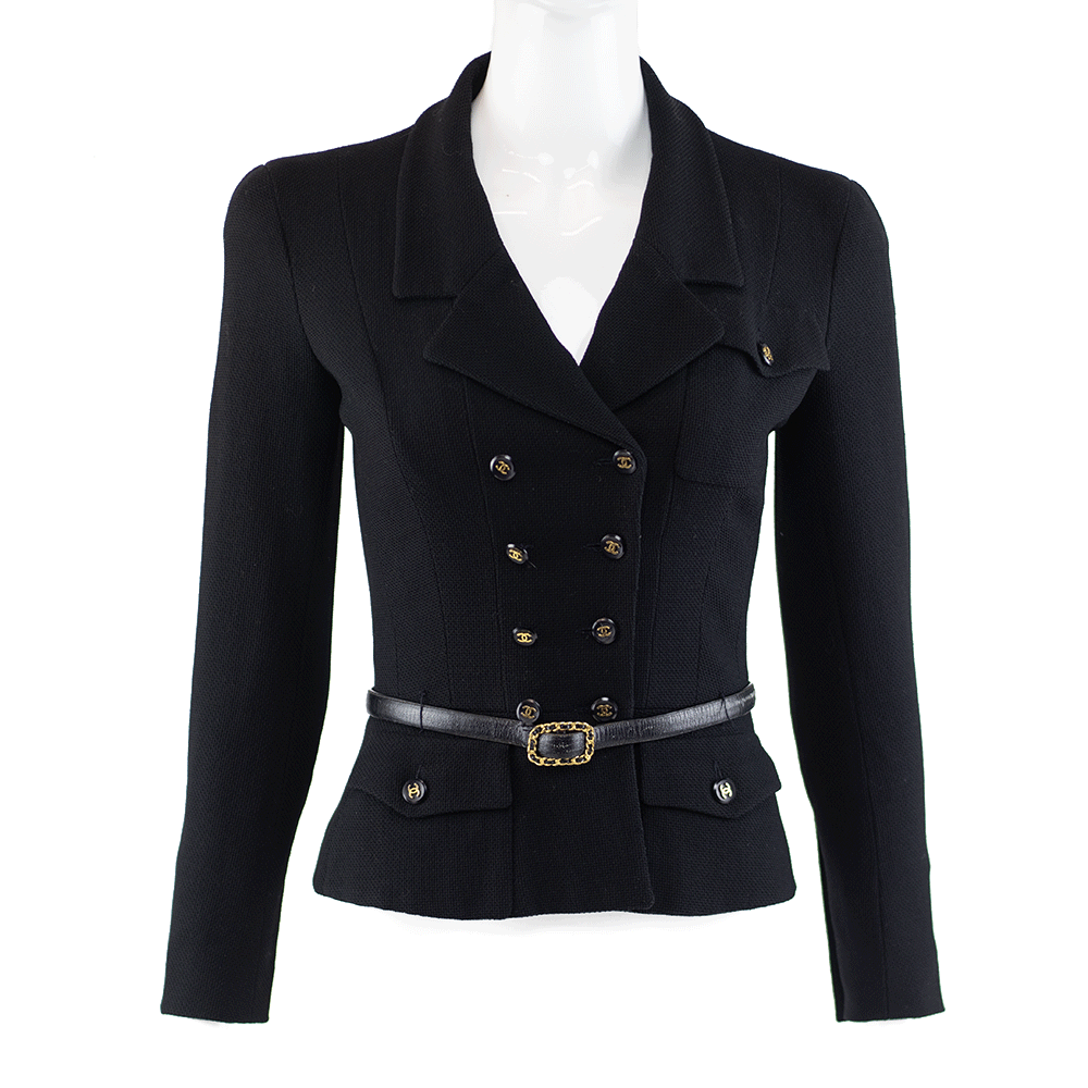 Chanel Vintage Belted Black Blazer