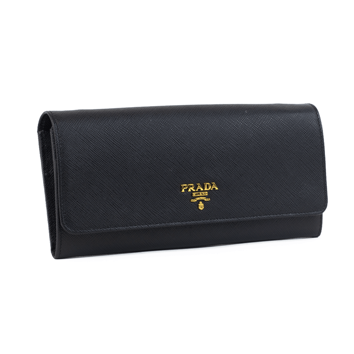 Prada Black Saffiano Lux Continental Wallet