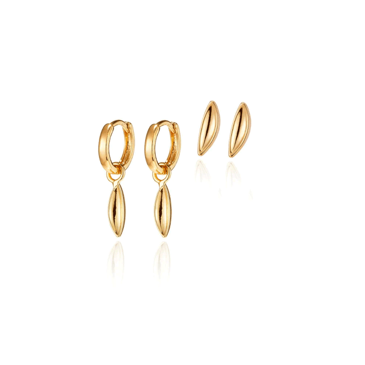 Jenny Bird Teeni Huggie 
Stud Set Gold Earrings