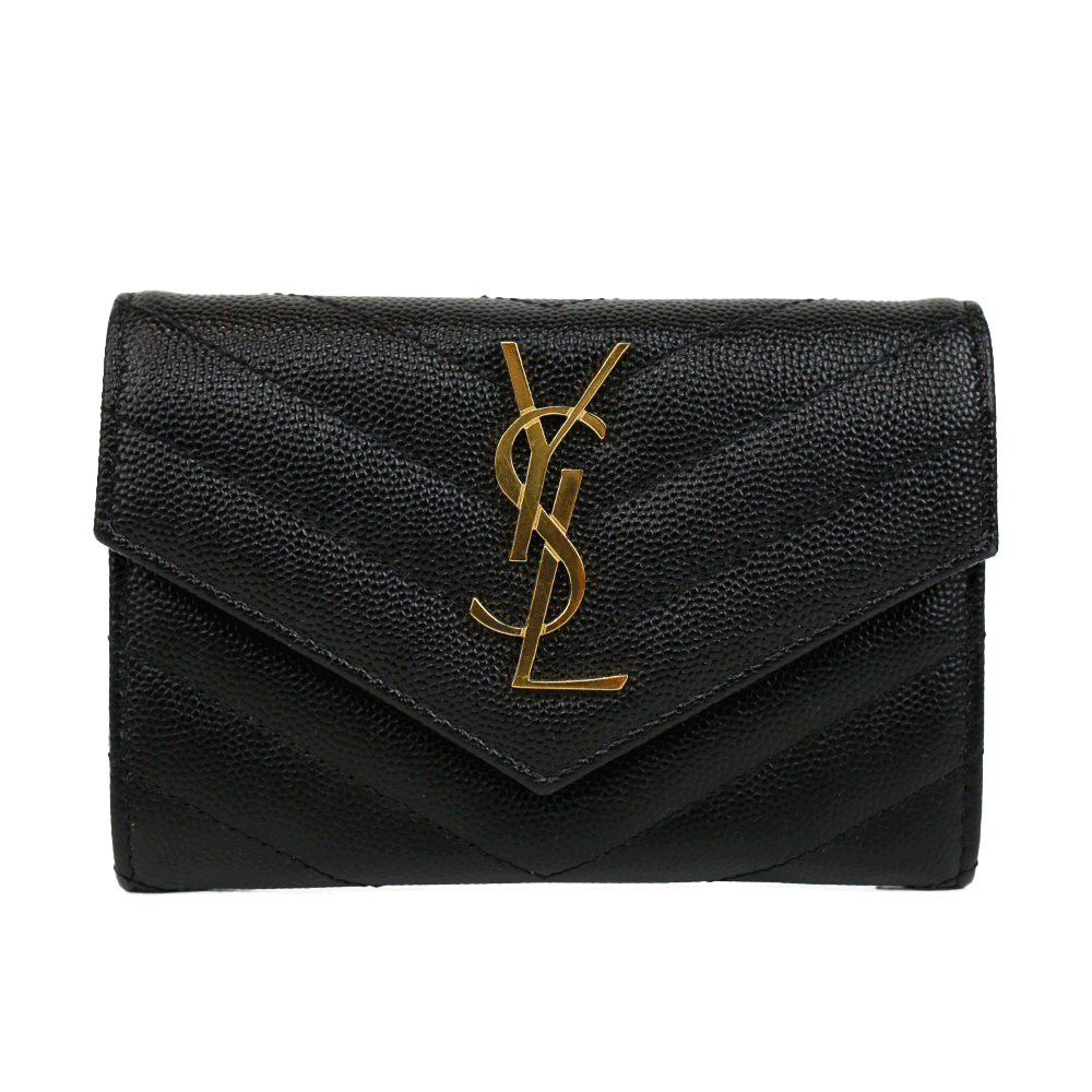 Saint Laurent Black Cassandre Matelassé Small Wallet