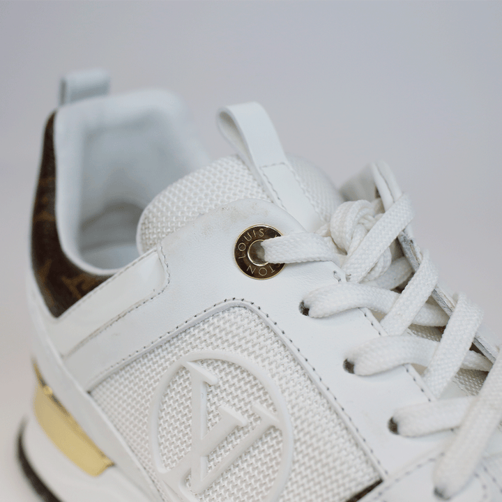 Louis Vuitton Run Away White Leather 
Monogram Sneakers