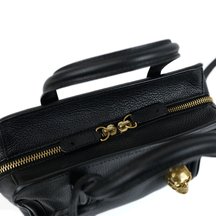 Alexander McQueen Black Leather Mini Padlock Tote Bag