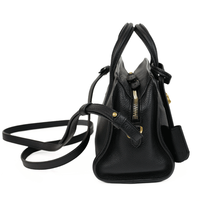 Alexander McQueen Black Leather Mini Padlock Tote Bag