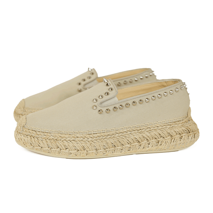 Christian Louboutin Espaboat Beige Canvas Espadrille Flats