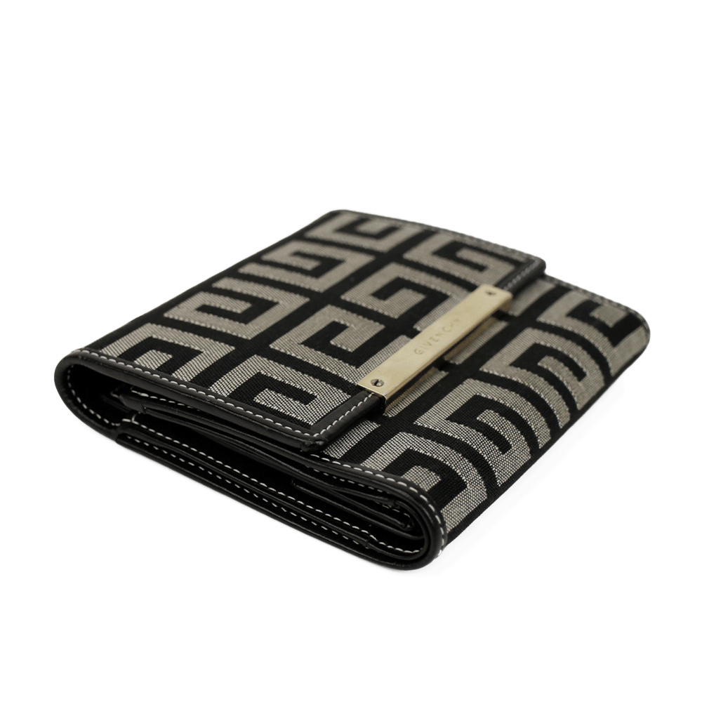 Givenchy Black Canvas 
Leather Bi-Fold Wallet