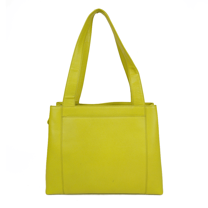 Chanel Lime Caviar Leather LAX Logo Tote Bag