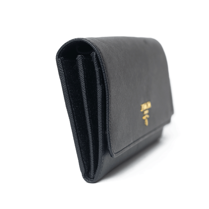 Prada Black Saffiano Lux Continental Wallet