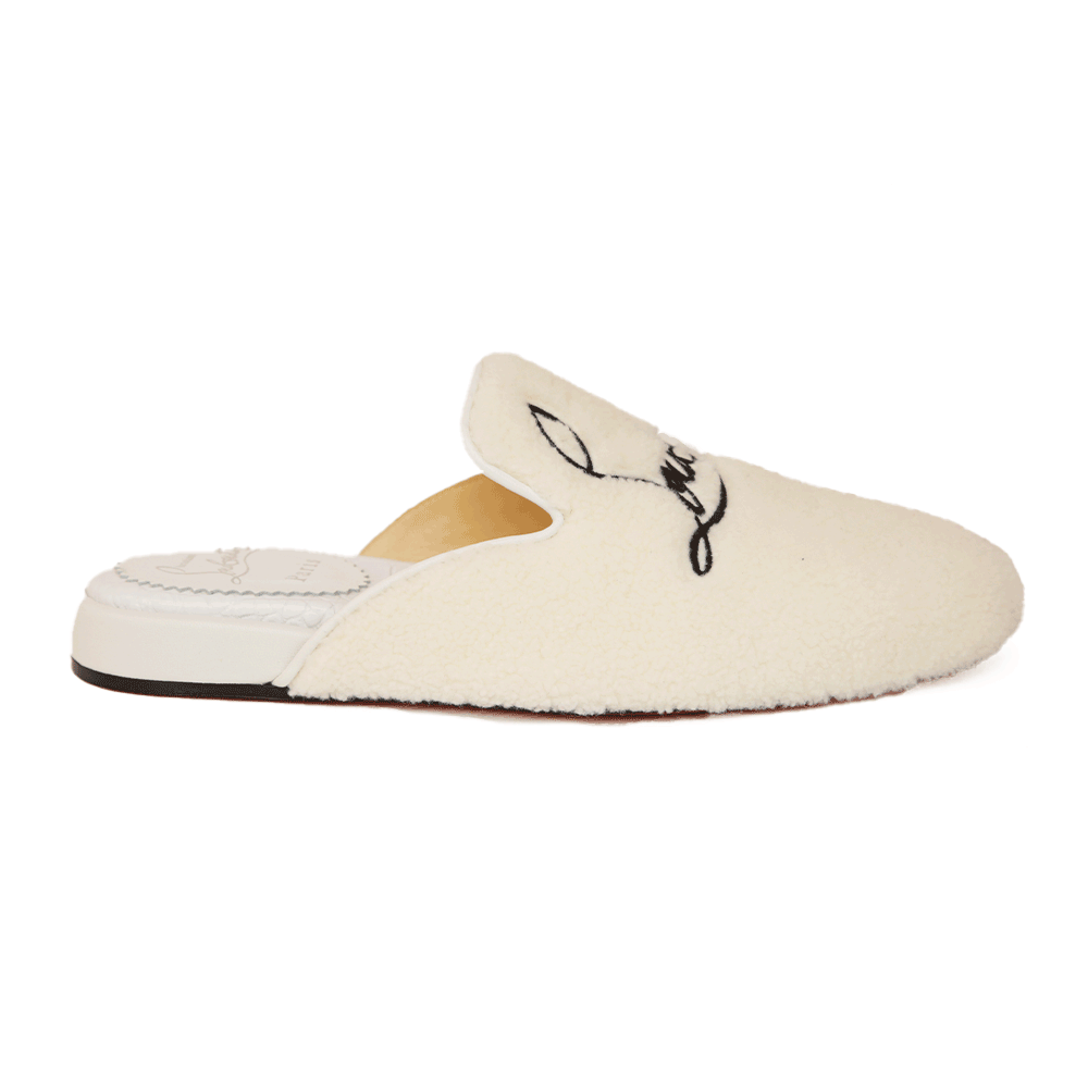 Christian Louboutin White Coolito Shearling Mule Loafers